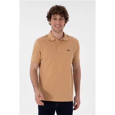 Erkek Regular Fit Polo Yaka Camel Basic Tişört