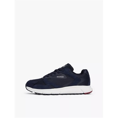 Mixed-Texture Suede Runner Sneaker