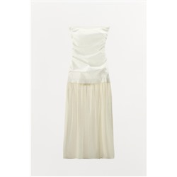 CONTRAST STRAPLESS MIDI DRESS