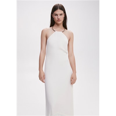 Vestido flecos cuello halter