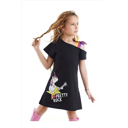 Mushi Unicorn Rock Kız Çocuk Siyah Elbise MS-23Y1-002