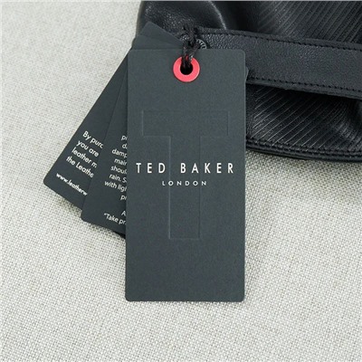 Черные деловые повседневные теплые кожаные перчатки Ted Baker с чувствительным материалом на пальцах для сенсорных экранов