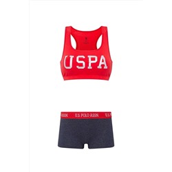 U.S. Polo Assn. Kadın Kalın Askılı Pamuklu Likralı Kırmızı Büstiyer & Boxer Seti Q6U6O2K6K4A