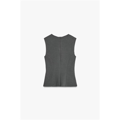 INTERLOCK PEPLUM TOP