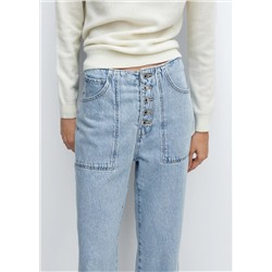 Jeans rectos crop botones