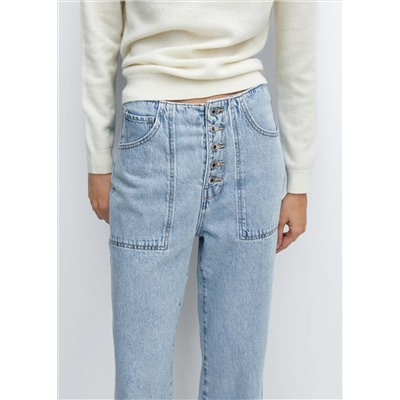 Jeans rectos crop botones