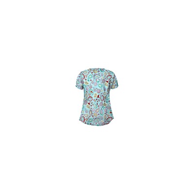 UA Gypsy Jewel Angel Blue Print Scrub Top