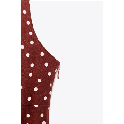 POLKA DOT LINEN MIDI DRESS