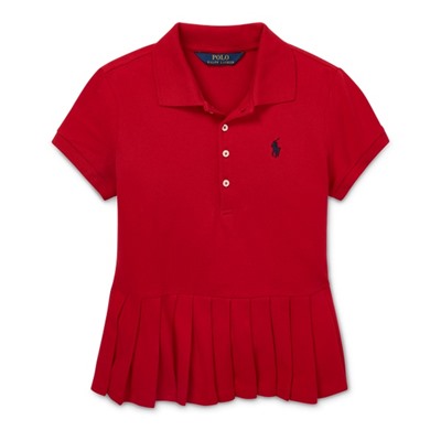 GIRLS 7-16 Pleated-Hem Stretch Mesh Polo