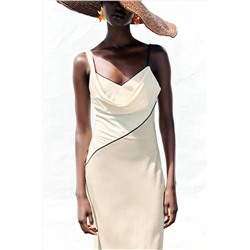 CONTRAST MIDI DRESS