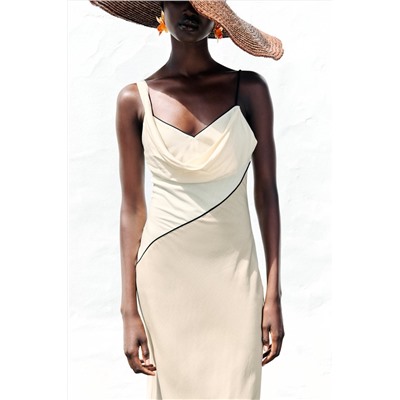 CONTRAST MIDI DRESS