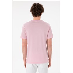 Erkek Regular Fit Bisiklet Yaka Açık Pembe Basic Tişört