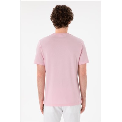 Erkek Regular Fit Bisiklet Yaka Açık Pembe Basic Tişört