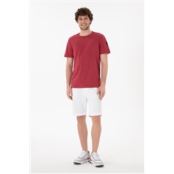 Erkek Regular Fit Bisiklet Yaka Vişne Basic Tişört