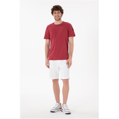 Erkek Regular Fit Bisiklet Yaka Vişne Basic Tişört