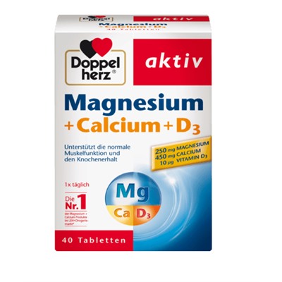Doppelherz Magnesium + Calcium + Vitamin D3 Tabletten, 40 St