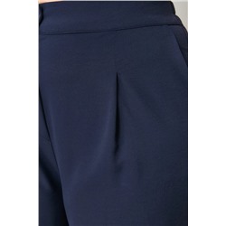 Lacivert Lastikli Yüksek Bel Pileli Wide Leg Dokuma Pantolon TBBSS22PL0448
