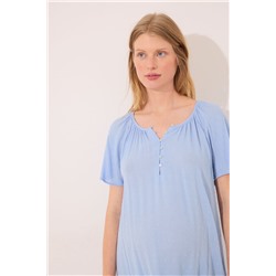 Camisón corto "maternity" viscosa azul