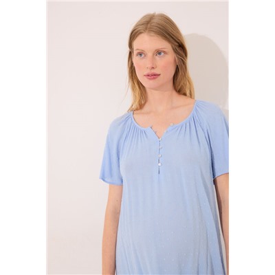 Camisón corto "maternity" viscosa azul