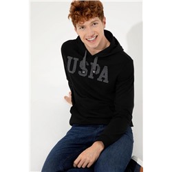 Erkek Siyah Kapüşonlu Basic Sweatshirt