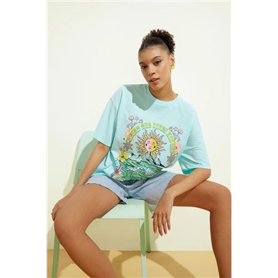 Defacto Coool Oversize Fit Baskılı Kısa Kollu %100 Pamuk Tişört A6882AX23SM