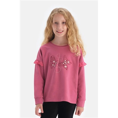 Dagi Fuşya Bisiklet Yaka Çocuk Sweatshırt 22WG11136BD_FUS