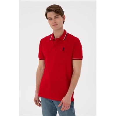 Erkek Regular Fit Polo Yaka Kırmızı Basic Tişört