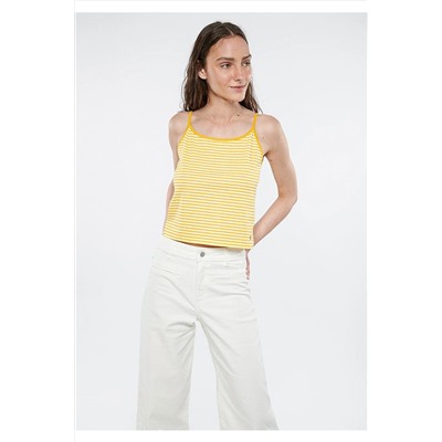 Mavi Çizgili Askılı Sarı Top Slim Fit / Dar Kesim 1611901-85468