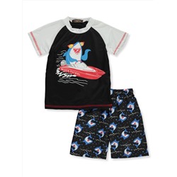 CONEY ISLAND BABY BOYS' 2-PIECE SHARK RASH GUARD SWIM SET