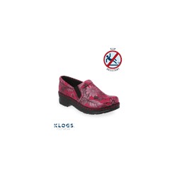 Klogs Naples Closed Back Leather Clog "Pink/Grey Flower"