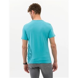 Mavi Slim Fit Baskılı Bisiklet Yaka Tişört