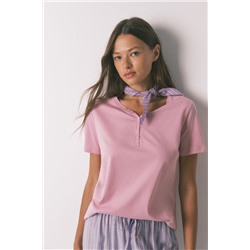 Camiseta manga corta algodón perchado rosa