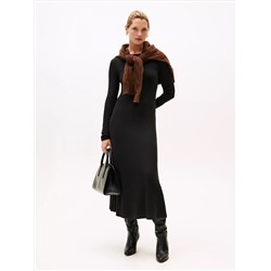 Boatneck Rib-Knit Midi Dress