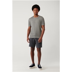 Antrasit Bisiklet Yaka Garment Dyed T-Shirt