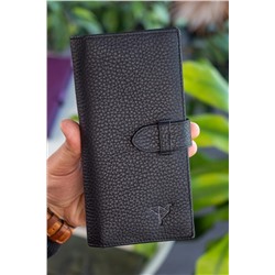 Garbalia, Albert Hakiki Deri Rfıd Engelleyici Telefon Bölmeli Siyah Unisex Cüzdan