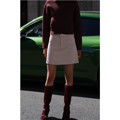 FAUX SUEDE SKIRT WITH BELT