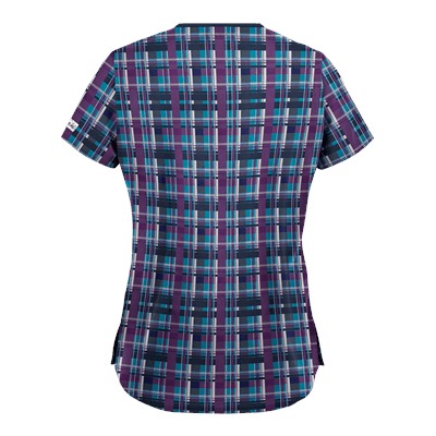 UA Plaid Deep Ocean Scrub Top