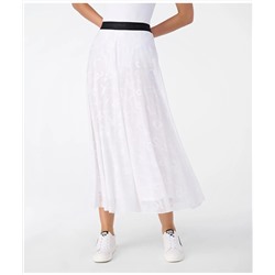 MESH PLEATED LOGO MAXI SKIRT