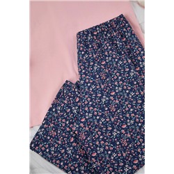 Pembe Çiçekli Kapri Örme Pijama Takımı TBBSS25AI00002