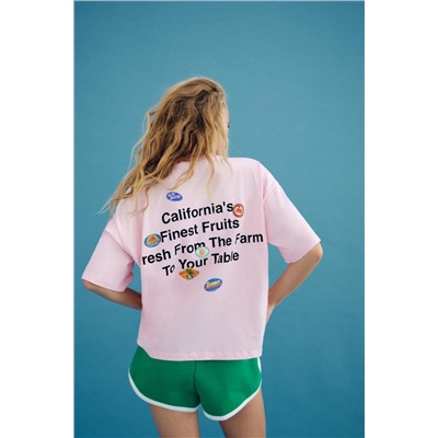 STICKERS PRINT T-SHIRT WITH SLOGAN