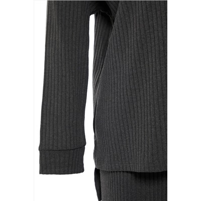 Antrasit Kapüşonlu Yaka Relaxed Fit Örme Kaşkorse Büyük Beden Alt-Üst Takım TBBAW23CP00016