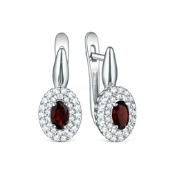 Кольцо из серебра с гранатом и фианитами родированное К50081р404