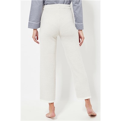Pantalón 7/8 de pijama polar cintura alta - Crudo