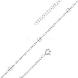 Цепь из серебра родированная - Сингапур с шариками, 50 см 925 пробы 161163R020L50