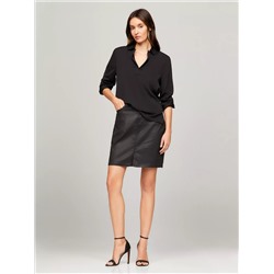 Black Coated Denim Skirt