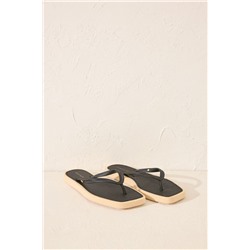 Chanclas punta cuadrada serpiente negro