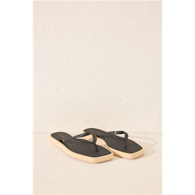 Chanclas punta cuadrada serpiente negro