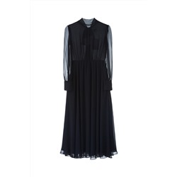 Vestido largo de seda Negro