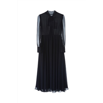 Vestido largo de seda Negro