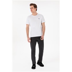 Erkek Regular Fit Bisiklet Yaka Beyaz Basic Tişört